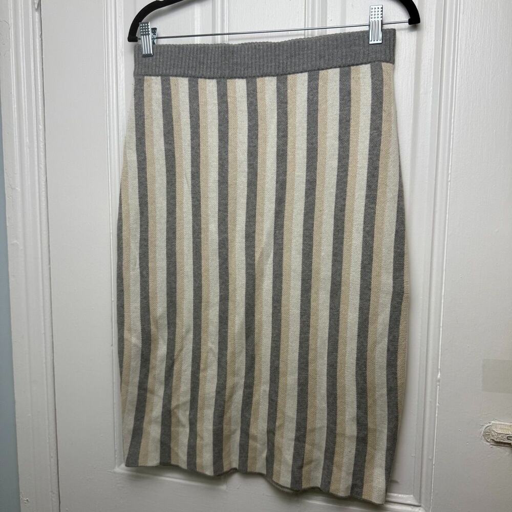 ENGLISH FACTORY Striped Knit Sweater Skirt Midi Cozy Fall Winter Womens Large